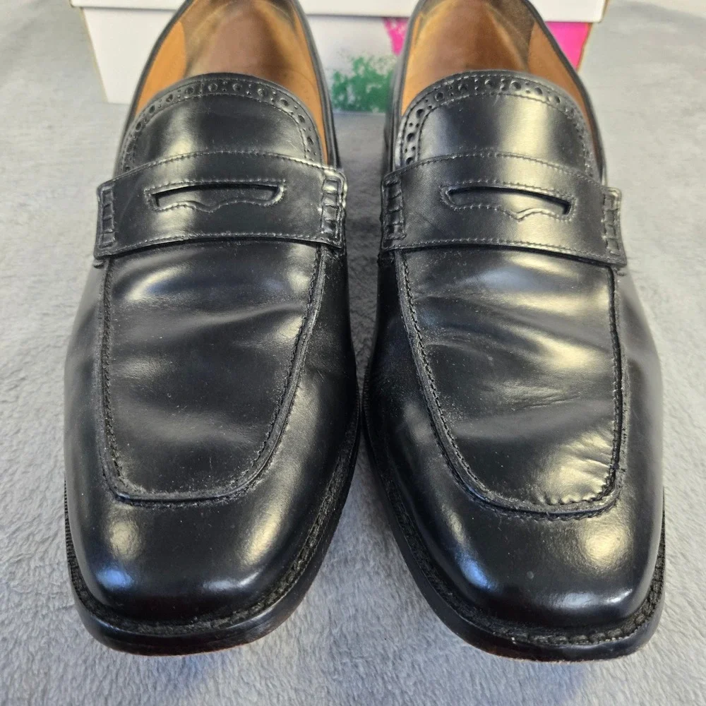 Cole Haan Grand.OS Mens Black Leather Penny Loafers Brogue C21180 Size 11.5